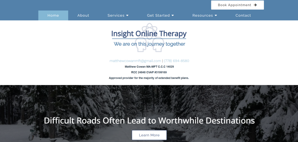 Screenshot of website.